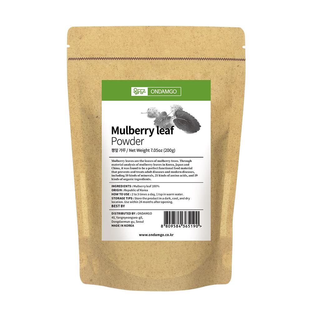 Κορεάτικα Mulberry Leaf Powder 200g Herb Super Food Supplement 7.05 Fl Oz Φυσικές Ίνες για Smoothie, Ποτά, Vegan Friendly (Mulberry Leaf Powder)