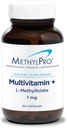 MethylPro Multivitamin + 1 mg Methylfolate - Iron Free Multivitamin for Women & Men with Vitamin A, C, Minerals, Methylated B Complex, Multi Vitamin Without Iron - 30 Capsules