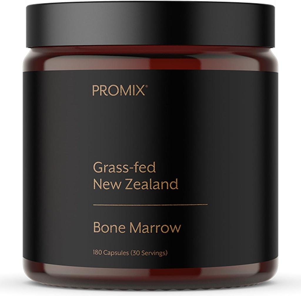ProMix Nutrition Grass-Fed Beef Bone Marrow Supplement | Rich in Collagen, Vitamins & Minerals - Raw & Freeze Dried | - 180 Gelatin Capsules