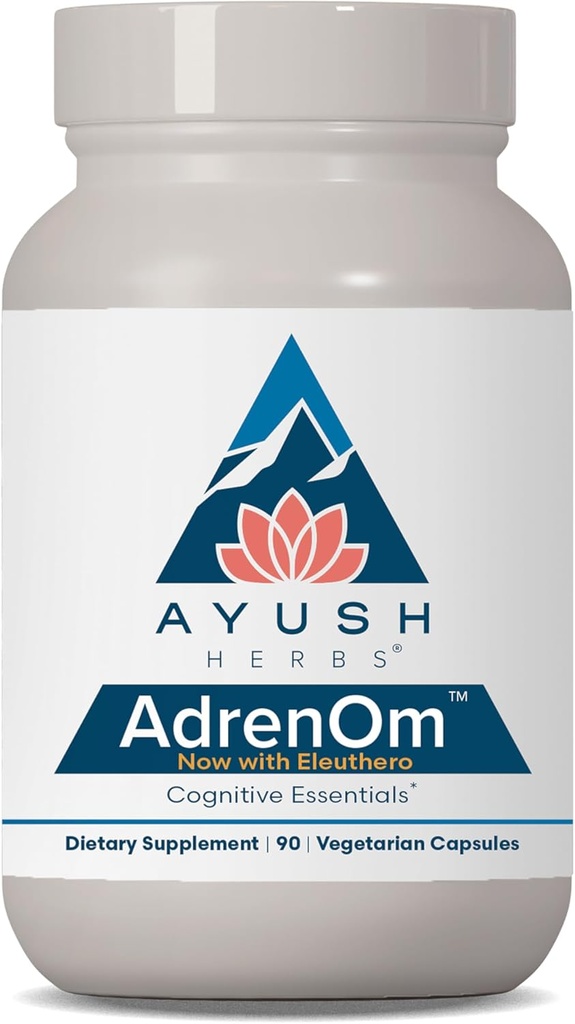 Ayush Herbs AdrenOm - Ayurvedic Adrenal ve Stres-Demek Kadınlar ve Erkekler için, Ashwagandha & Eleuthero Adrenal Balance, Cognitive Function & Calm - 90 Vegetarian Capsules (1 Count)