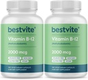 BESTVITE Βιταμίνη B12 (Methylcobalamin) 2000mcg (480 κάψουλες χορτοφάγων)(2 x 240) (Methyl B12) - Χωρίς Stearates - Vegan - Μη ΓΤΟ - Χωρίς γλουτένη