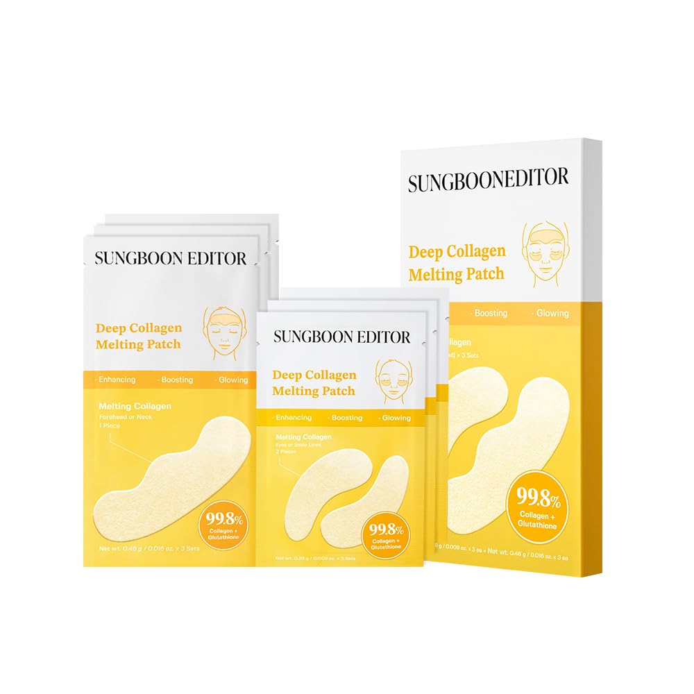 SUNGBOON EDITOR Deep Collagenrey Patch | Real Collagen, Glutathione, Glass Skin, Deep Wrinkle için Skin Şirketi, Spot Düzing, Collagen Patches, Under Eye Mask, Korean Skin Care, 1.13 ounces