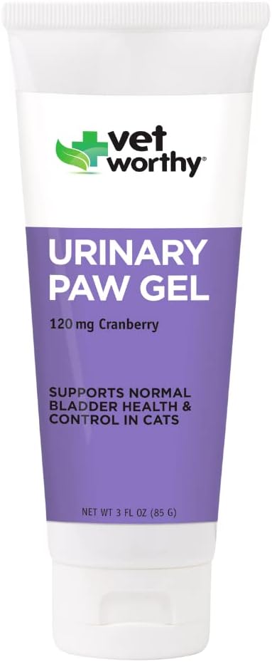 Vet Valuey Urinary Paw Gel Kediler için - Cat Supplement to Support Health Urinary Tract and Bladder Health - Feline Supplement with Cranberry Extract, L-Lysine and Vitamin C - Salmon Flavor, 3oz