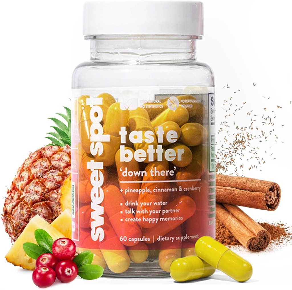 Sweet Spot – Pineapple & Cranberry Vaginal Health Supplement, 60 Capsules – Freshens Taste, Feminine Balance, Women's PH Balance & Odor Control, with Natural Cinnamon Extract - Made in USA