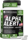 Alert Alpha – Veteran Ιδιοκτησία Συμπληρώματα εγκεφάλου για τη μνήμη και την εστίαση – Third-party tested, Dairy & Gluten-free Nootropic Memory Συμπληρώματα - 60 κάψουλες λαχανικών