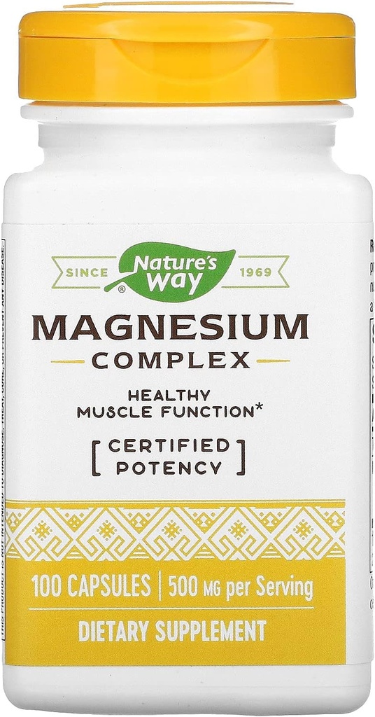 Nature's Way Premium Magnezyum Kompleksi, hizmet başına 500 mg, 100 Capsules