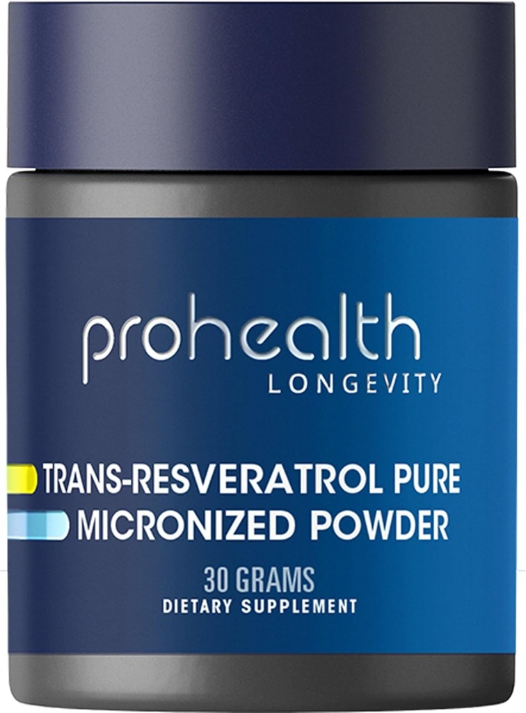 ProHealth Longevity Micronized Trans Resveratrol Toz 30 Grams - 98 Saf İlaç Grade, Scoop başına 1000 mg, Superior Abpole ve Bioavailability