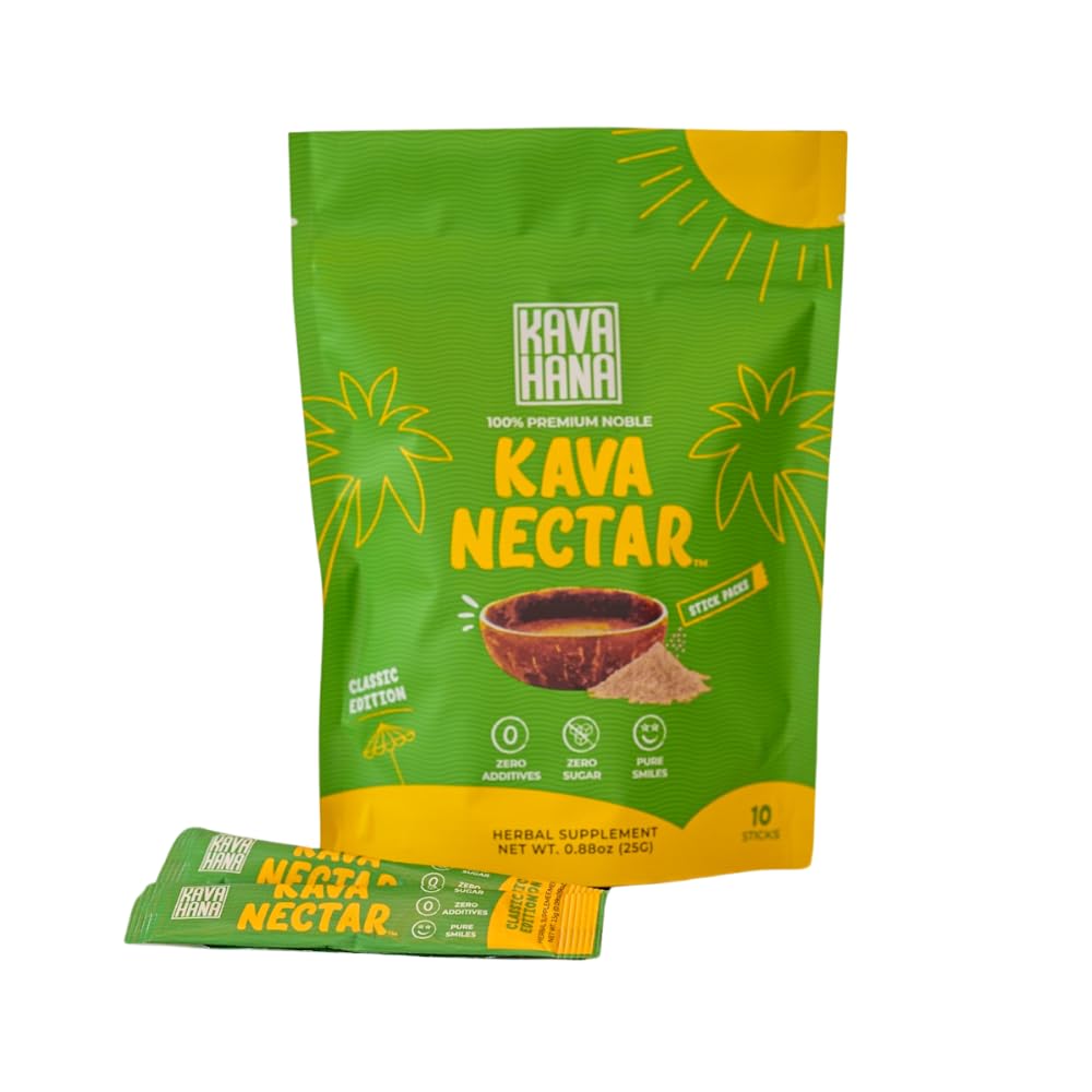 Kavahana Kava Nectar Classic Ceremonial Grade Noble Kava Nectar Powder Stick Packs – Promotes Social Uplift, Relaxation & Stress Support, Instant Kava Dried Kava Juice