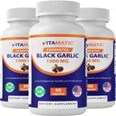 Vitamatic 3 Pack Fermented Black Capsule Extract 1000 mg 60 Capsules - Non-GMO, Gluten Free - (Top 180 Capsules)