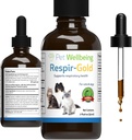 Pet Wellbeing Respir-Gold for Cats - Υποστηρίζει υγιή αναπνοή, Open Airways, αναπνευστική υποστήριξη, μαύρο κύμινο, κυνηγόσκυλο, Grindelia - Veterinian-Formulated βοτανικό συμπλήρωμα 2 fl oz (59 ml)