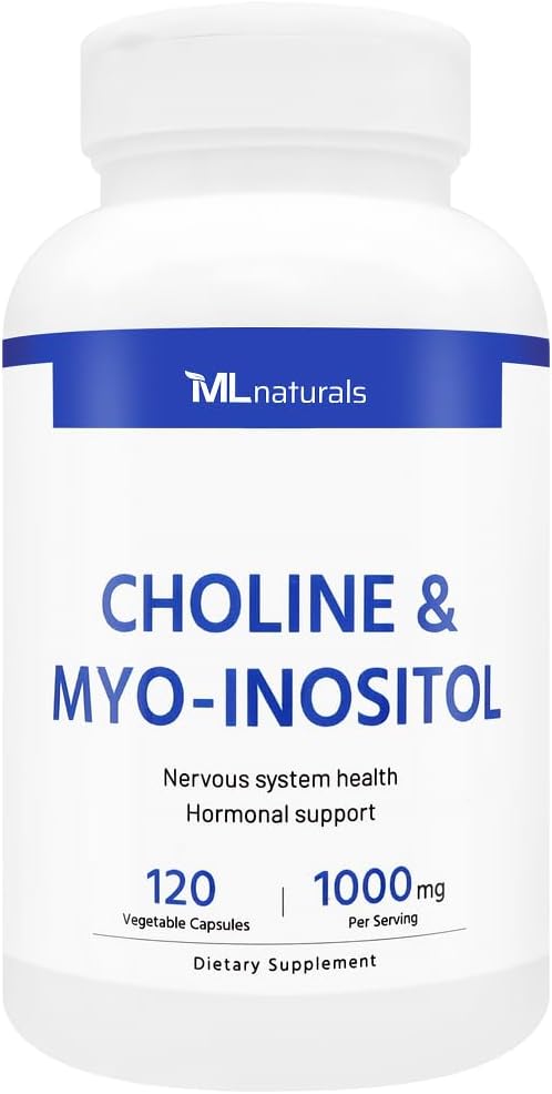 ML Naturals Choline & Myo-Inositol 120 Sebze Kapsülleri, NSF-Cerated & cGMP-Compliant