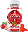 Creatine Monohydrate Gummies για άνδρες & γυναίκες, μασώμενα Creatine Monohydrate for Muscle Strength, Muscle Builder, Energy Boost, Sugar Free, Vegan, Strawberry Flavor-60 Count
