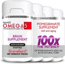 KURALLARI (4-Month Supply) Brain Supplements with Anti Aging, Memory Pills, Omega 5 Pomegranate Supplement, 4 Şişes 60ct each