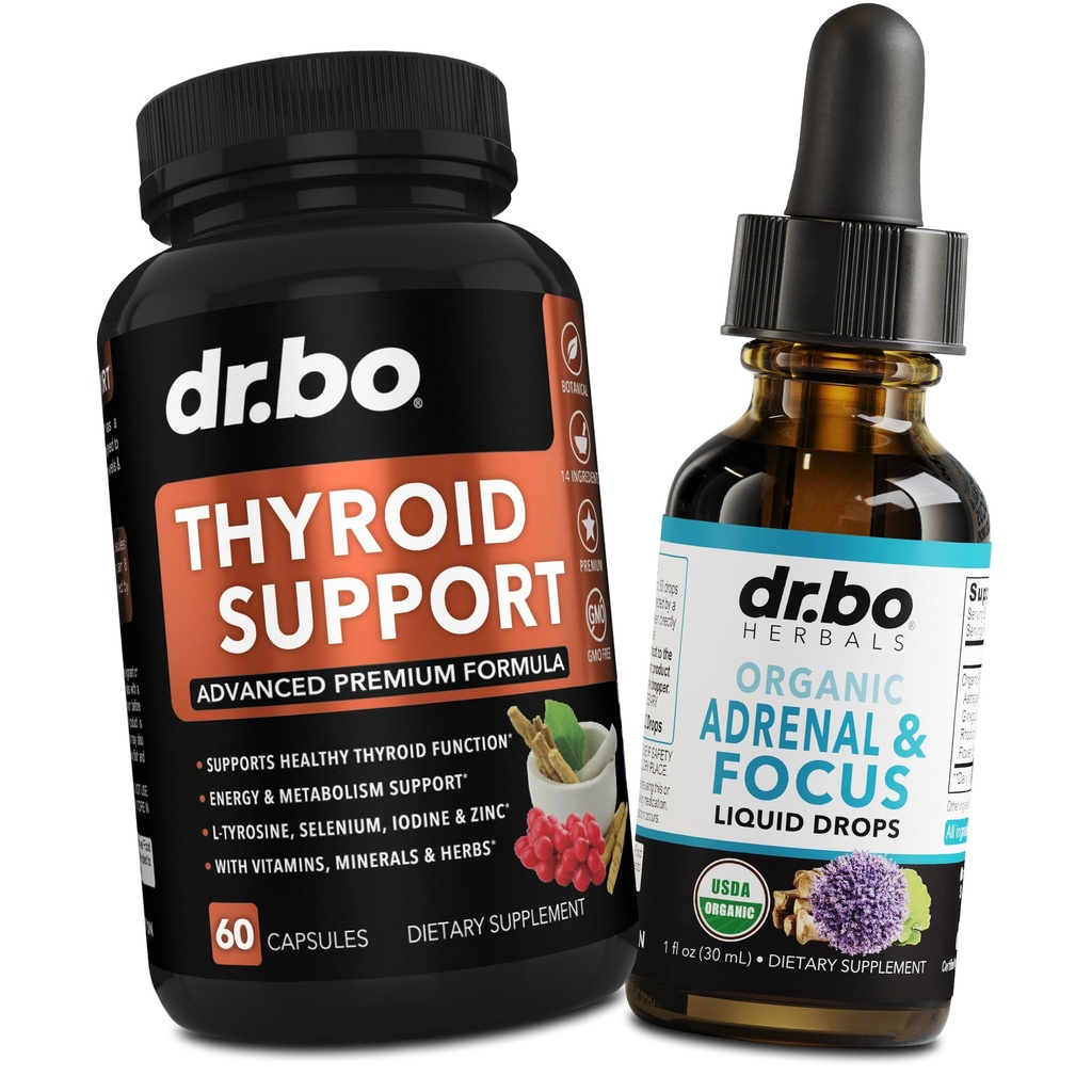 Tiroid Desteği ve Adrenal Focus Drops - Tiroid Tamam Kompleksi L-Tyrosine Selenium Iodine & Organik Adrenal Destek Supplements Focus Liquid Drops - Natural Brain and Memory Fatigue Dikkat