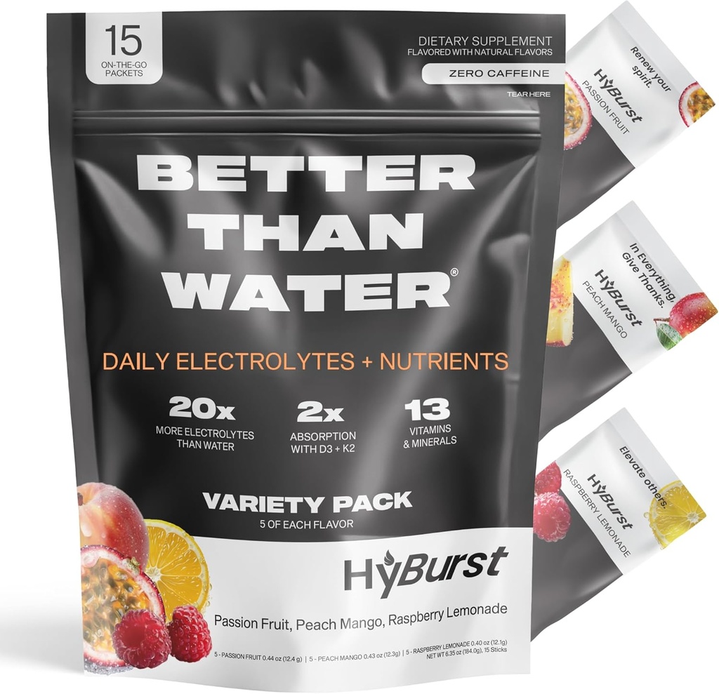 Elektrolyte & Vitamin Supplement Toz, B12, L-Theanine, D3, K2, çinko, Magnezyum, Pyum, Supports Calm Focus & Energy, Diversity Pack 1, 15 Pack