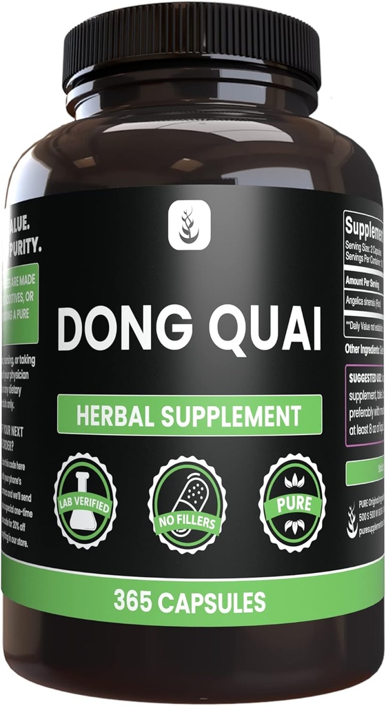 PURE ORIGINAL INGREDIENTS Dong Quai, (365 Capsules), No Magnezyum Or Rice Fillers, Always Pure, Lab TY