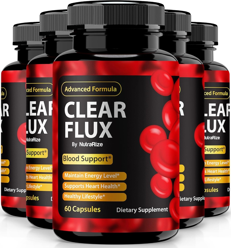 (5 Pack) Clear Flux Pills, Resmi ClearFlux Capsules, All- Natural Support, Premium Support to maintain Stable Levels & Health Circulation, Natural Clear Flux Health Review (300 Capsules)