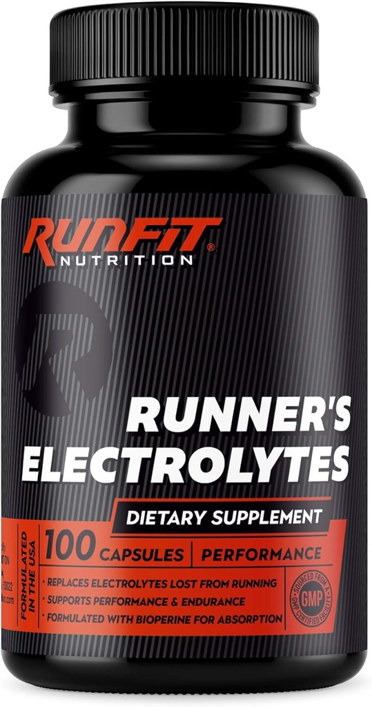 Runner'ın Electrolytes - Stop Cramps Now - Boosts Endurance & Stops Muscle Fatigue - Salt Electrolyte Pills - Boosts Hydration - Replenishes Exact Electrolytes Lost While Run - 100 Capsules
