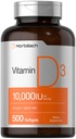 Horbäach Vitamin D3 10000 IU | 500 Softgels | Non-GMO, Gluten Free Supplement | Değer Boyutu | 250mcg | Yüksek Potency Formula Formula