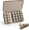Pill Organizer 4 φορές την ημέρα, 7 ημέρες κουτί χάπια 4 φορές την ημέρα - Acedada εβδομαδιαίο κουτί ιατρικής Organizer με ξεχωριστή περίπτωση, φορητός ημερήσιο δοχείο συσκευασίας για συμπληρώματα ιχθυελαίων βιταμίνης, καφέ