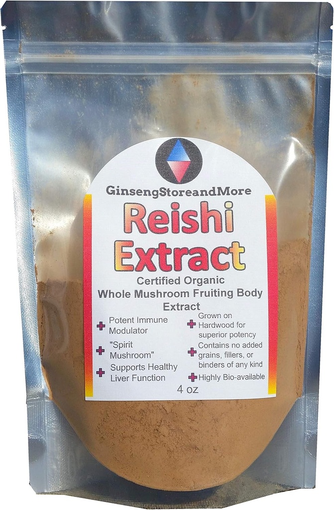 GinsengStoreAndMore 4oz Organic Red Reishi Mushroom που εξάγεται από Real Mushroom Fruiting Bodies από το Nammex 