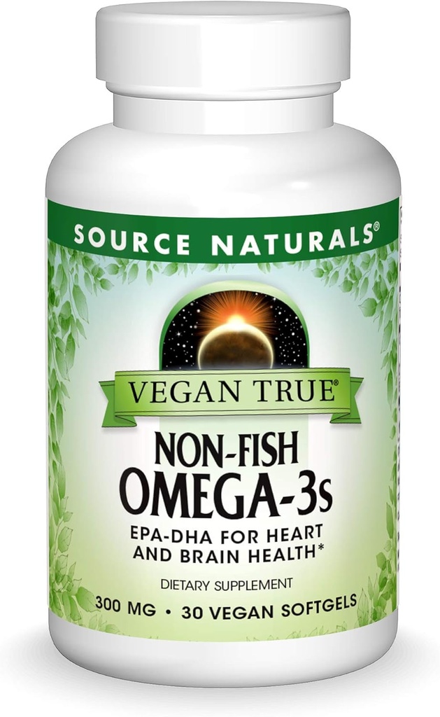 Source Naturals Vegan True, Non-Fish Omega-3s, EPA-DHA Kalp ve Beyin Sağlığı *, 300 mg - 30 Vegan Softgels