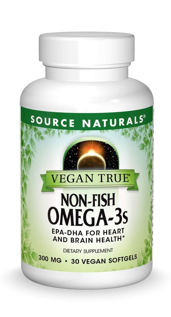 Source Naturals Vegan True, Non-Fish Omega-3s, EPA-DHA Kalp ve Beyin Sağlığı *, 300 mg - 30 Vegan Softgels