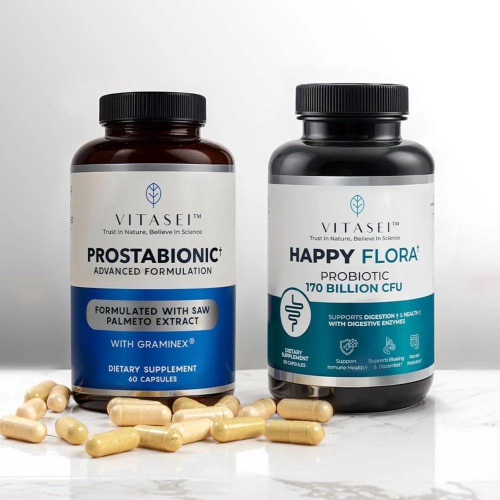 ΒΙΤΑΣΕΙ Ανδρικό Προβιοτικό & Prostate Health Bundle – Happy Flora for Gut Health & Prostabionic for Prostate Support – Digestive Balance & Prostate Comfort