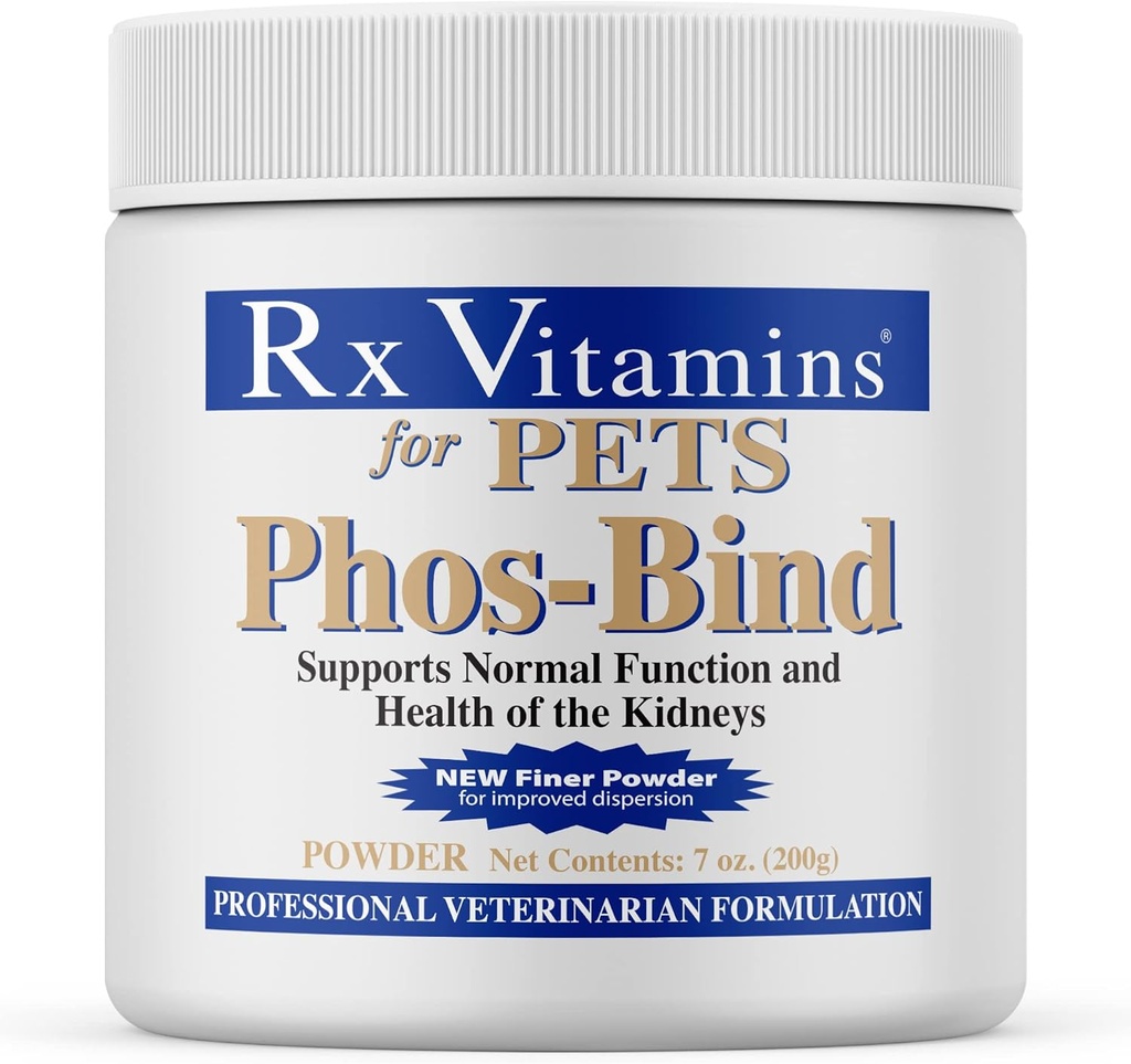 Rx Vitaminleri Phos-Bind - Kidney Support Supplement Toz - Phosphate Binder for Cats & Dogs for Kidney Health - Supports Normal Kidney Cleanse and Essential Kidney Care - 200g