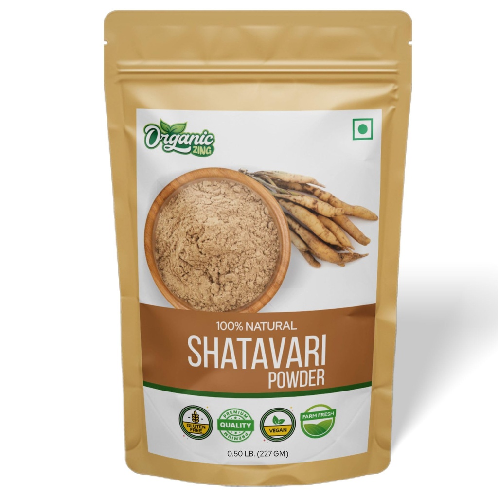 ORGANIC ZING Shatavari Toz Türlü Asparagus yarışmosus Beneficial for Women's Health- 8 oz (227 gm) 1 paket