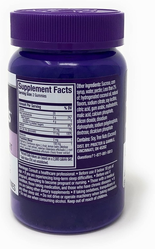 Vicks ZzzQuil Pure Zzzs Ύπνος + Gummies ανοσοποιητική υποστήριξη με μελατονίνη, elderberry & ψευδάργυρο, 42 ct, 0,42 λίβρες