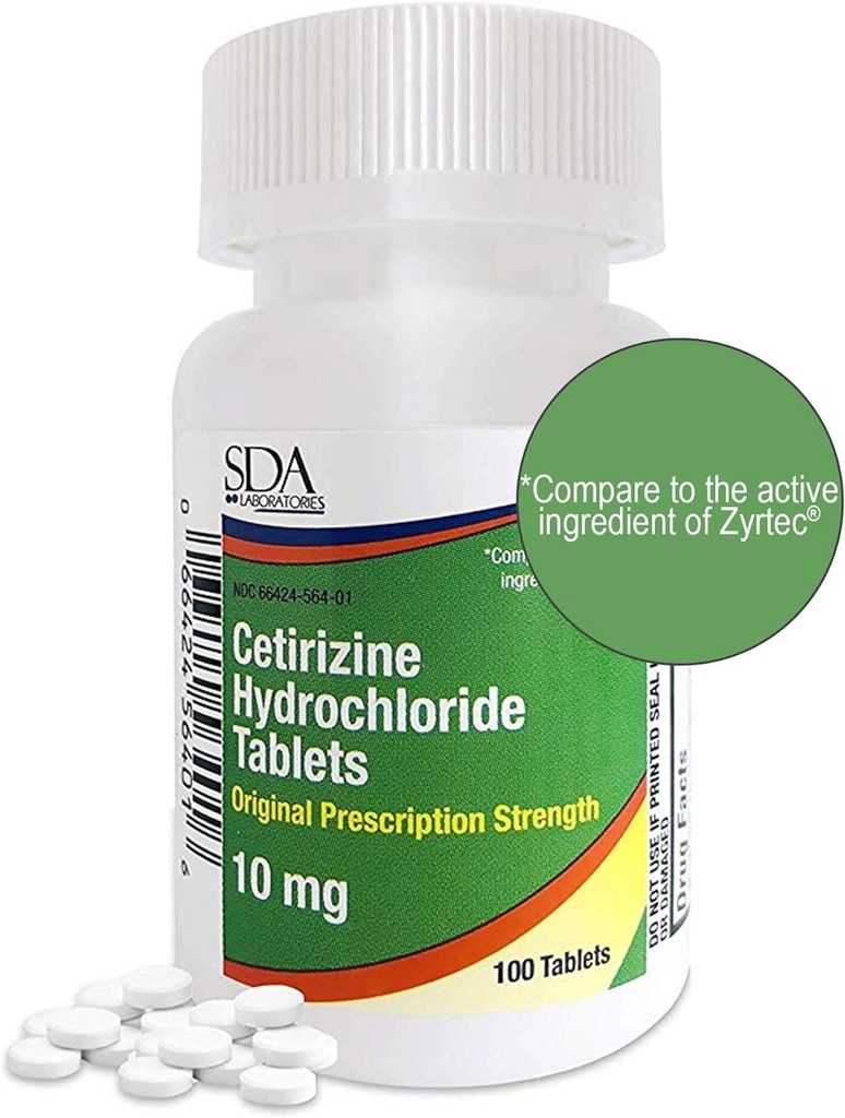 SDA Laboratuvarlar Bütün Gün 24 Saat Antivirüs Tıp 100 Tüm Enerjiler için Antihistamin, Pollen, Hay Ateş, Kuru, Itchy Eyes | Cetirizine HCl 10 mg Tabletler