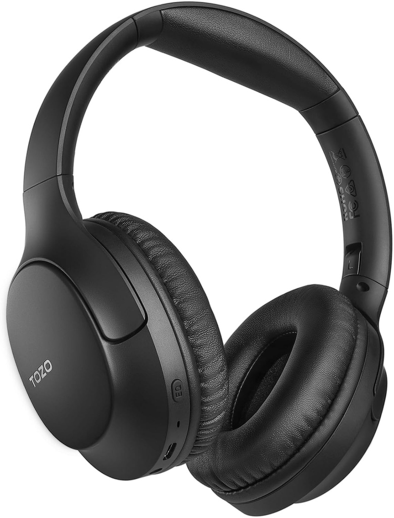 TOZO HA1 Bluetooth 5.4 Over Ear Breakers, 70H Playtime with Mic, Katlanabilir Kablosuz Headset, Deep Bass Stereo Sound Customizable 32 EQ Music Mode Via Düğme & App for Travel and Home, Yükseltd