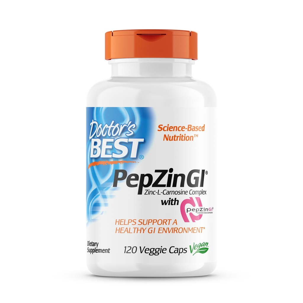 Jarrow Formulas 250mg Lactoferrin 60 Capsules & Doctor's Best PepZin GI Zinc-L-Carnosine Complex 120 Veggie Caps Digestive Support