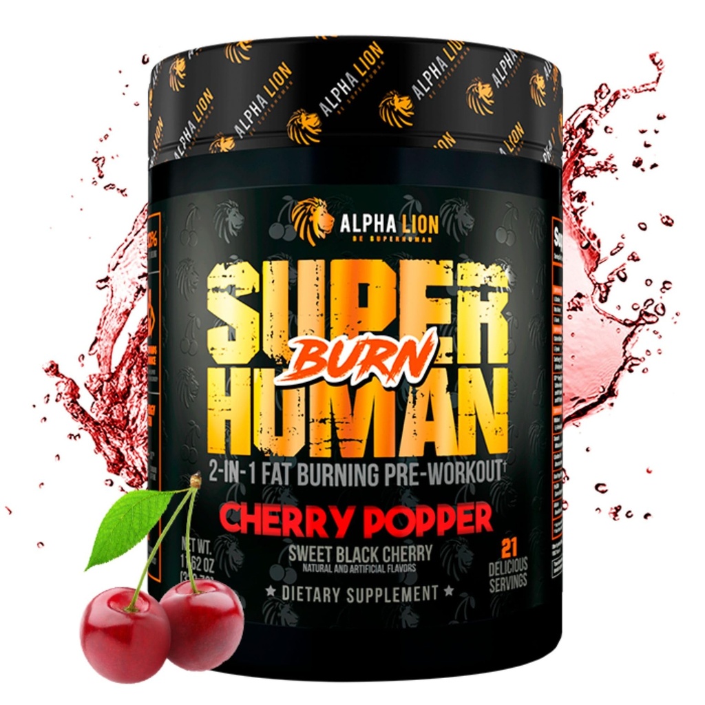 ALPHA LION Superhuman Burn - 1 Metabolism ATM Pre Workout and Thermogenic Fat Burner for Men – Appetite Suppressant ve Kilo Kaybı Tamam (21 Hizmetler, Sweet Black Cherry Flavor)