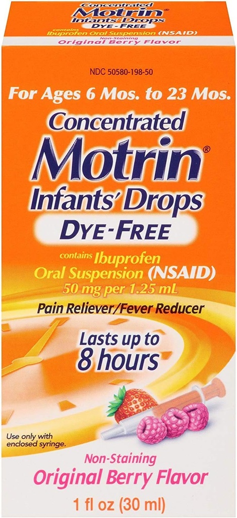 Motrin Yoğun Bebekleri Dye-Free Original Berry Flavor - 1 oz, 4 Paket