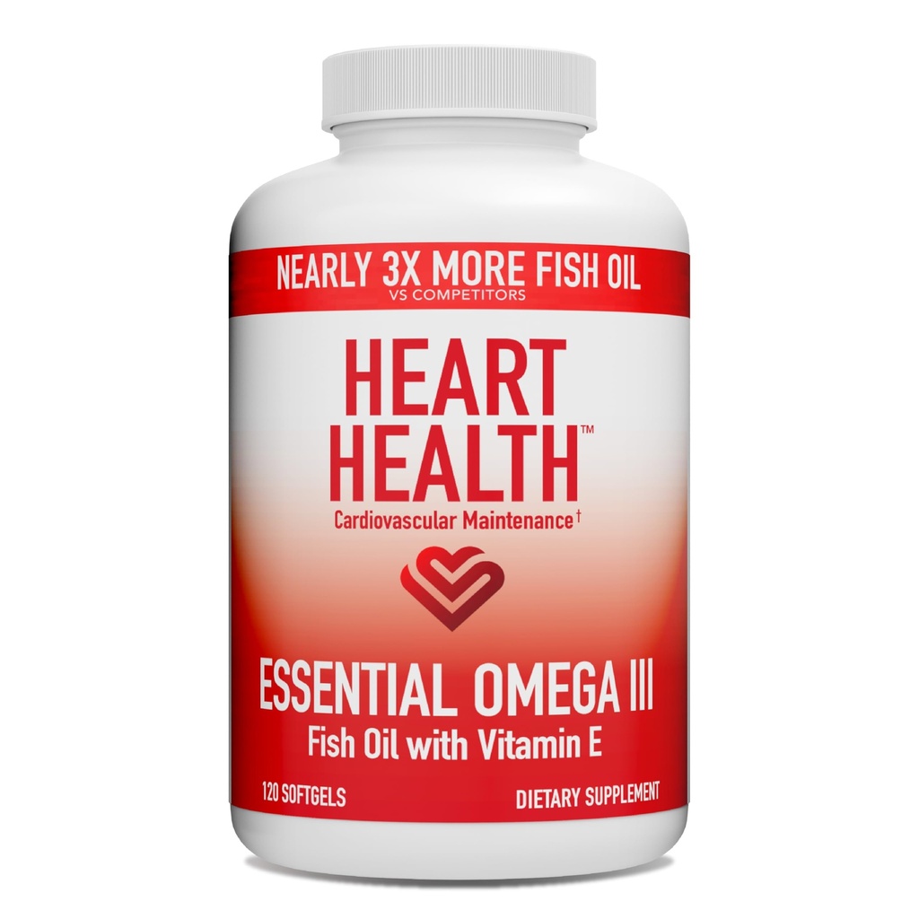Kalp Sağlığı Temel Omega 3 Balık Yağı E Vitamini - Yüksek Potency Omega 3 Fish Oil Supplement with EPA & DHA - Sardines & Anchovies - Non-GMO, Gluten Free - 60 Servisler