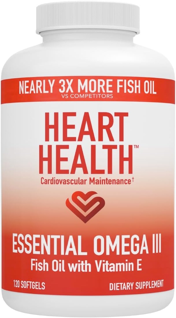 Kalp Sağlığı Temel Omega 3 Balık Yağı E Vitamini - Yüksek Potency Omega 3 Fish Oil Supplement with EPA & DHA - Sardines & Anchovies - Non-GMO, Gluten Free - 60 Servisler