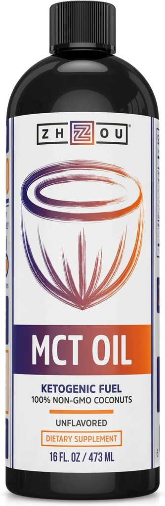 ZHOU MCT Oil : 52862: Petrol, Unflavored (Btl-Plastik) 16oz