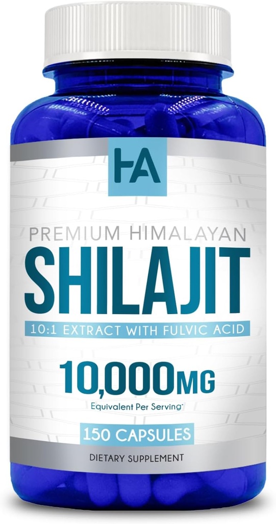 Ekstra Güçlü Shilajit Capsules | Erkekler ve Kadınlar için Ücretsiz Shilajit 10000 mg Doğal Occurring Trace Minerals ve Fulvic Acid | Vegan Non-GMO & Made in cGMP Labs (150 Hizmet)