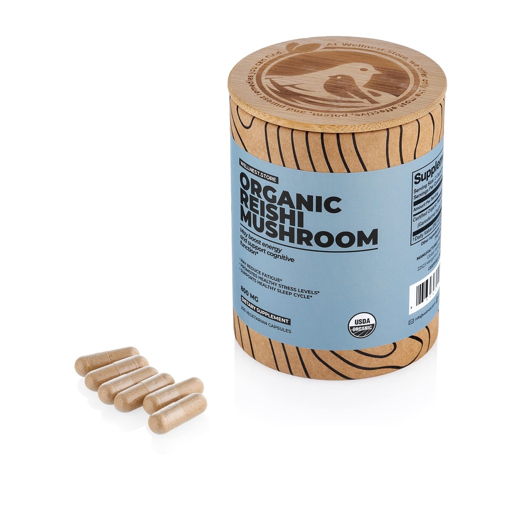 Reishi Organic Mushroom Συμπληρωματικές κάψουλες 