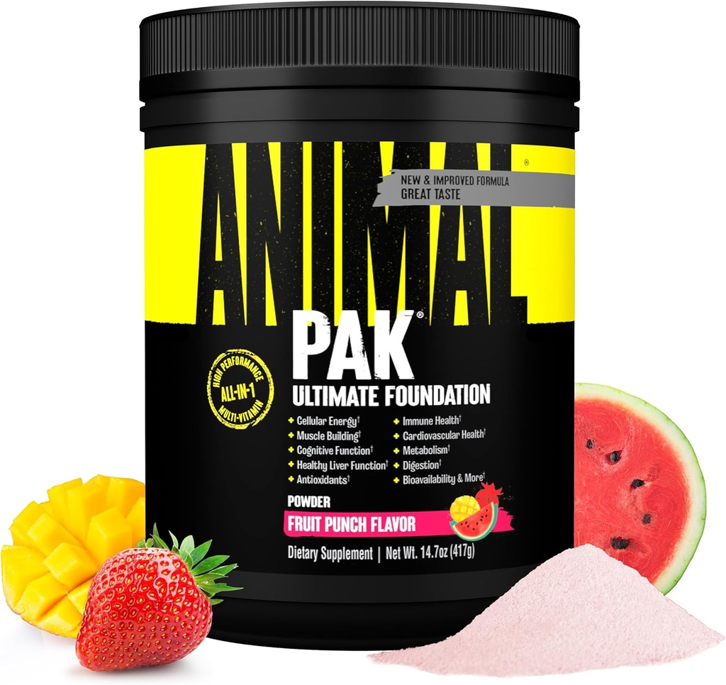 Animal Pak - Convenient All-in-One Vitamin & Supplement Powder - Ψευδάργυρος, Βιταμίνες C, B, D, Amino Acids, Immune Support, Digestive Enzymes, and More - Καθημερινή Πολυβιταμίνη για γυναίκες & άνδρες - 60 Scoops