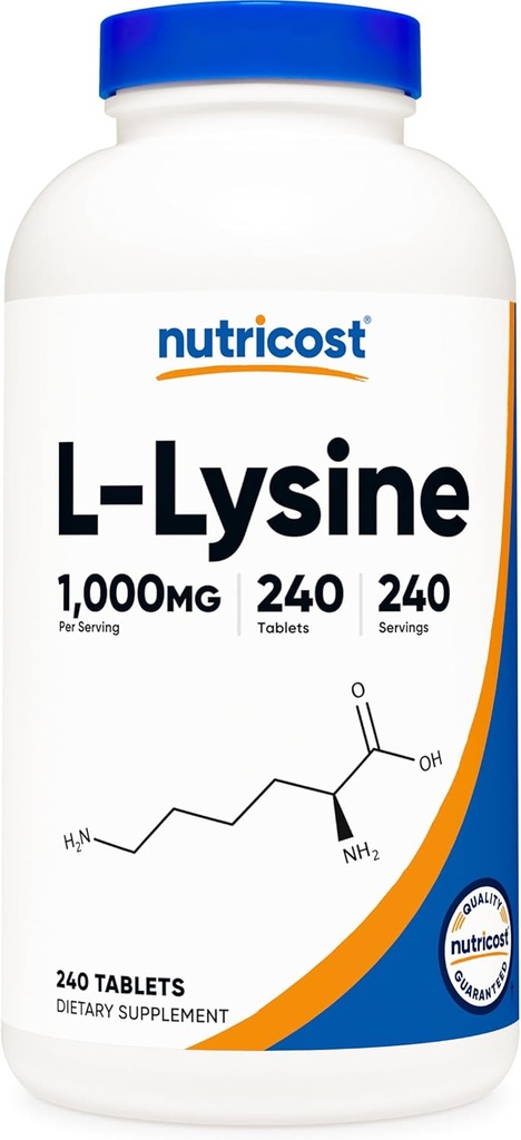 Nutricost L-Lysine 1000 mg, 240 Tablet - Gluten Free, Non-GMO ve Vegetarian Friendly