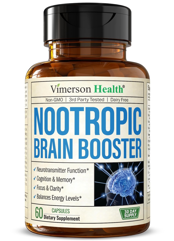 Nootropics Brain Support Supplement - Gelişen Focus, Concentration & Memory için nootropic Brain ATM. Beyin Sağlığı, Mood & Enerji Desteği için Beyin Nootropic. -GMO. ABD'de yapılır. 60 Capsules