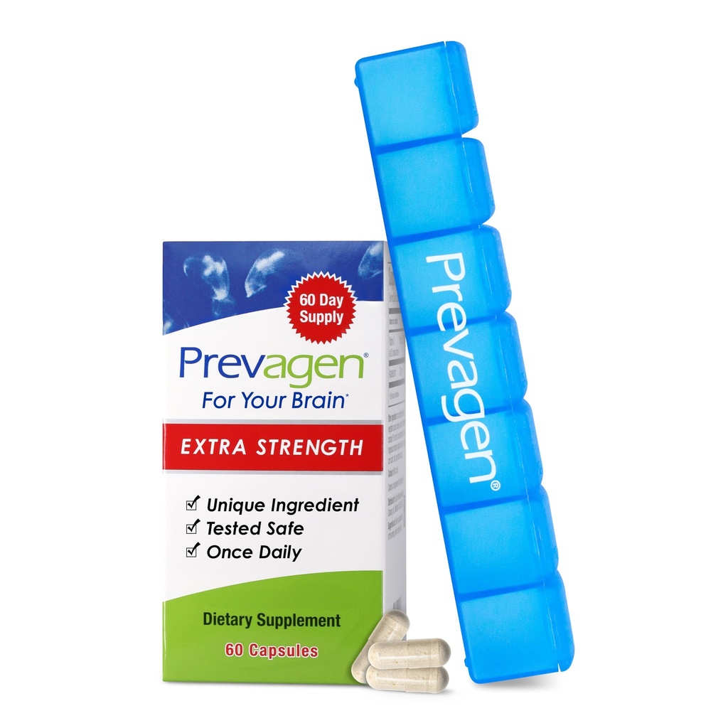 Prevagen Ekstra Güçlü - 60 Capsules (2 Ay Supply) | Beyniniz için formüle edildi | Apoaequorin Plus Vitamin D3 ile 7 Günlük Pill Minder