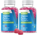 Yetişkinler ve Gençler için D3 Vitamini - 3.000 IU, 75mcg, Ekstra Kuvvet - Ortak & Kas Sağlığı, Immune Boost - Chewable Vitamin D Gummies - Vegetarian, Gelatin Free - Tasty Berry Flavored Gummy