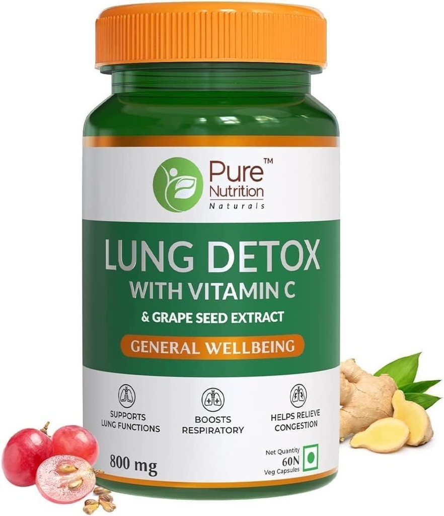 SENTA Saf Beslenme Lung Detox Supplement, Doğal Herbal Vitamin C, Grapeseed & Vasaka Adds Extract | Lung Cleanser for Detoxification of Lung and Immune Defense - 60 Veg Capsules