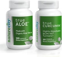 NatureCity Joint Support Sche / True-Aloe Organik AloeVera, 120 Capsules + True-Curcumin with 500 mg of Highly Absorbable BCM-95 Curcumin + Turmeric Essential Oil, 30 Capsules