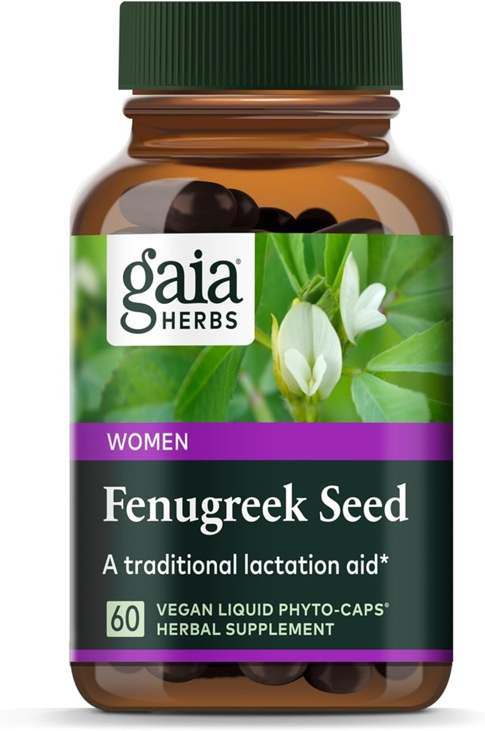 Gaia Herbs Fenugreek Tohumu - Sağlıklı Lactasyon ve Meme Süt Üretimini Destekleyebilir * - Organik Fenugreek Tohumları ile yapılır - 60 Vegan Sıvı Phyto-Capsules (Up to 15Day Supply)