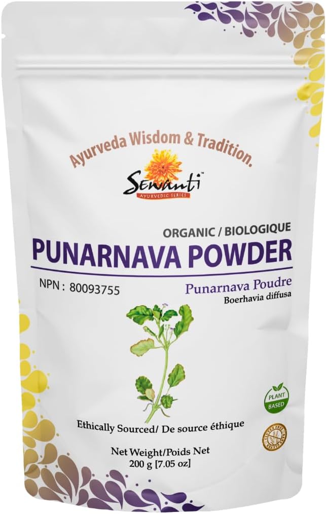 Sewanti Organic Punarnava σκόνη - Ayurvedic Wellness συμπλήρωμα - Υποστηρίζει την υγεία του ήπατος & ανοσοποιητικό σύστημα - 200g